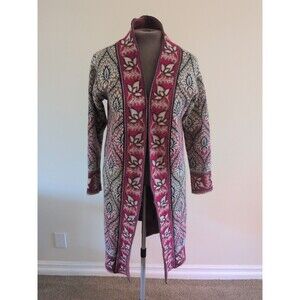 Sundance Merino Wool Med Cardigan Sweater Artsy Colorful Patterned  Boho Warm